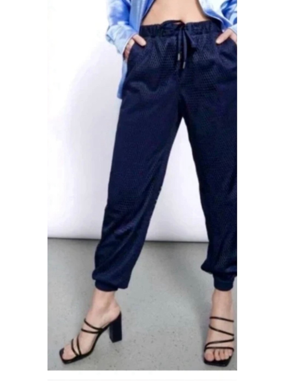 NWT Wildfang Navy Blue Gender Neutral Empowered Mesh Lined Jogger Pant SZ Large